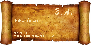 Bekő Áron névjegykártya